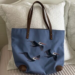 Blue Tote Bag with Pelican Design NWT